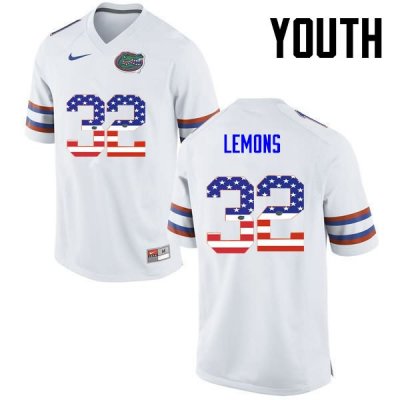 Youth Florida Gators #32 Adarius Lemons NCAA Nike White USA Flag Fashion Authentic Stitched College Football Jersey WGZ8462VT